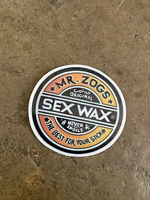 MEDIUM Sticker MR ZOGS Surf SEX WAX 112mm Diameter Yellow Surfer Surfing VW VAN • £3.25