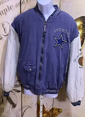 Vintage Dallas Cowboys Jacket Coat Made By Mirage Size L 75th Anniversary • $110.69