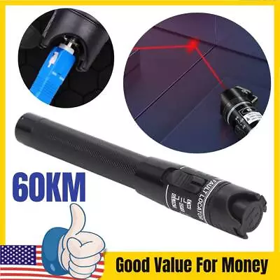 US Pro Visual Fault Locator 60MW 60KM Fiber Optic Cable Tester VFL Red Light Pen • $14.09