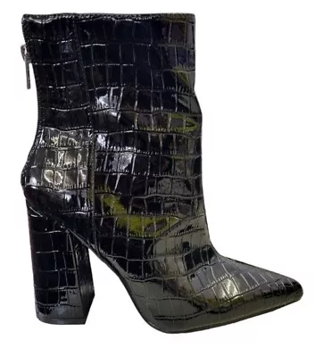 London Rebel Croc Print Black Boots Womens Size EU 37 REF Q 377 • £29.99