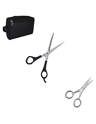 Black Portable Hairdressing  Bag With Hair Cutting Moustache And Beard Scissor • $46.45