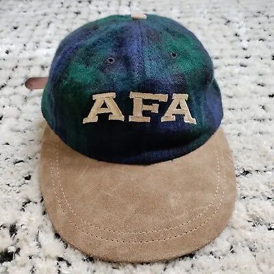 Vintage Air Force Academy Hat Green Plaid Wool Strapback Embroidered AFA 90s • $12.48