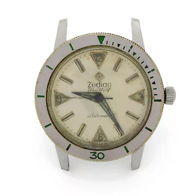 Vintage Zodiac Sea Wolf Silver Dial Ref 765500 Automatic Watch Head #WB683-2 • $307