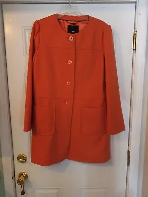 Mossimo Women's Coat~~Large~~ Orange Coral Button Front~ Wool Blend~Mod • $19.99