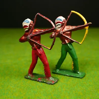Two Wonderful John Hill Co Indians With Bow And Arrow - Vintage Lead Figures • £15.99