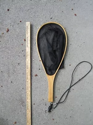Beautiful Vintage Wooden Fly Fishing Landing Net With Handy Magnetic Clasp Cord • $24