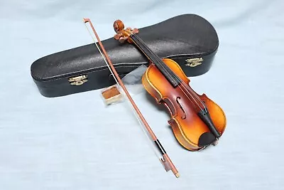 Miniature VIOLIN In Case With Bow And Rosin Wood 9” Music Wood Instrument Decor • $24.40
