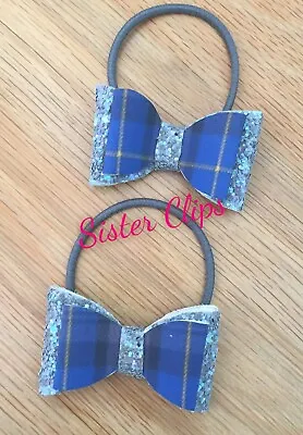 Girls Handmade Royal Blue School Tartan & Grey Hair Bows & Accessories  • £2.50