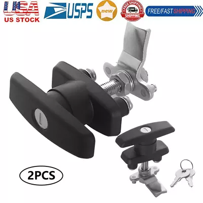 2x Trailer Latch Camper Truck Lock T-Handle Cover Lid Door Cap W/4 Keys RV Shell • $24.66