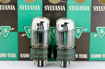 Nos Sylvania 6sn7-gtb Chrome-top Amplitrex Museum Matched Pair Black Plate Tubes • $212.46