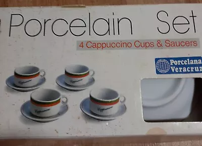 Porcelaine Set Cappucino Cups And Mugs Set Of 4 In The Original Box • £12.99