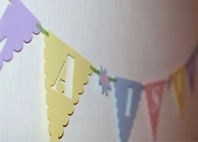 Personalised Girls 1st Birthday Pastel Bunting Banner 2nd 3rd 4th 5th 6th 7th • £6.89