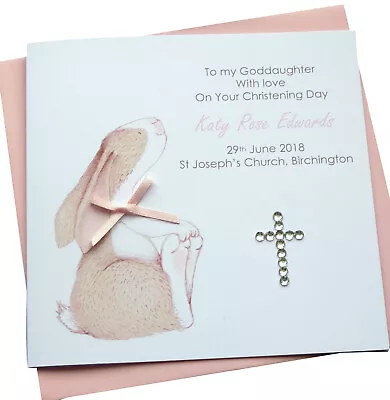 Personalised Handmade Bunny Christening Or Baptism Card • £3.49