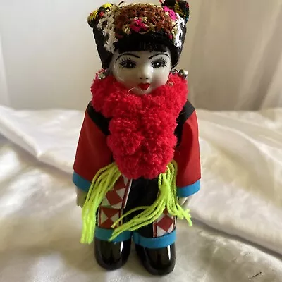 Porcelain Handmade Traditional Ethnic Costume Girl Hmong Lady Doll From Thailand • $5.86