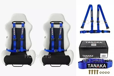 2 X Tanaka Universal Blue 4 Point Ez Release Buckle Racing Seat Belt Harness • $82.49