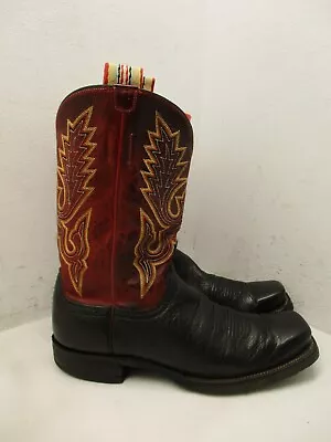 LUCCHESE 2000 Black Leather Square Toe Cowboy Boots Mens Sz 10 D Style T5368DD • $129.95