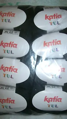 6 X 50 Gm Katia Tul Tape Yarn 82% Combed Cotton # 54 Black Ruffle Scarves BiN • £8