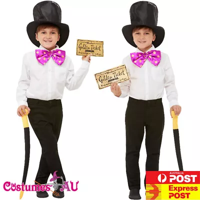 Boys Roald Dahl Willy Wonka Costume Kit World Book Week Kids Child Golden Ticket • $27.54