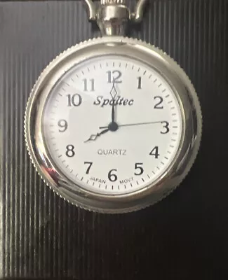 Spaltec Silver Quartz Pocket Watch Stainless Steel Water Resistant • $24.99