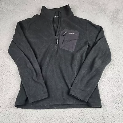 Eddie Bauer Sweater Mens Medium Black First Ascent Fleece Half Zip Outdoors • $22.99