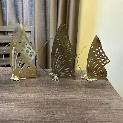 Vintage Brass Butterfly Figurines MCM Set Of 3 • $24.99