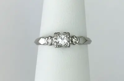 Vintage Petite Platinum 3 Stone Diamond Ring .22 Ctw • $685
