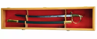 Sword Display Case Saber Scabbard Samurai Blade Oak Wood Cabinet USA Wall Rack • $199.99
