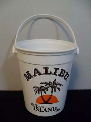 Vintage ~ MALIBU GET YOUR ISLAND ON Plastic Bucket Pail 32oz ~ Orange Brown Logo • $9.99