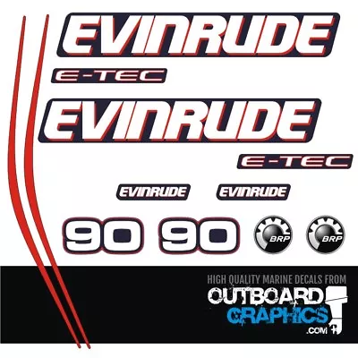 Evinrude 90hp ETEC / E-TEC Outboard Engine Decals/sticker Kit • $52.15