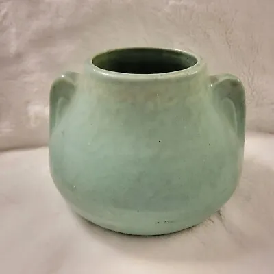 BRUSH MCCOY Vintage 1930's Matte Green Ear Handled Vase • $27