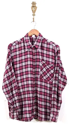 Vgc 90's Vintage Pink And White Check Pattern Long Sleeve Wavey Shirt Button Up • £20