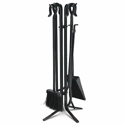 5 PCS Fireplace Tools Set Iron Fire Place Tool Set Stand Hearth Accessories • $49.59