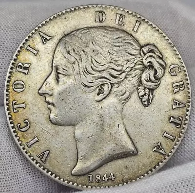 Great Britain 1844 Silver Queen Victoria Crown Very Nice Grade! William Wyon • $267.45