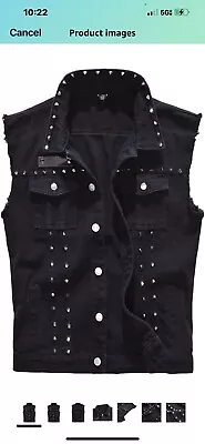 Saukiee Men's Casual Lapel Denim Vest Jacket Vintage Slim Fit Sleeveless Ripped  • $29.95