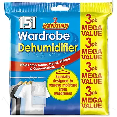 Wardrobe Dehumidifier 180g Hanging 3 Pack • £4.49