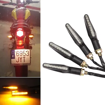 4X Flowing Amber Motorcycle LED Turn Signals Lights Brake Running Tail Lights US • $16.38