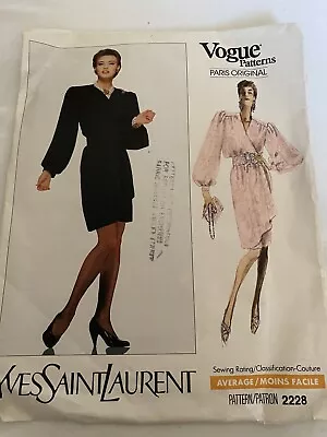 Vintage Vogue Sewing Pattern 2228 Yves Saint Laurent Size 10 • $26.40