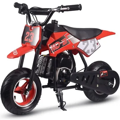 MotoTec DB-02 50cc 2-Stroke Kids Supermoto Gas Dirt Bike Red Age 13+ Off Road✅ • $299