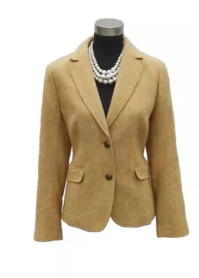 Talbots Suit Jacket 8 Mustard Yellow Beige Wool Equestrian Riding Women's Blazer • $44.99