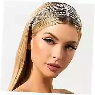  Rhinestone Head Chain Forehead Bridal Headband Elastic Crystal Hair Band  • $21.87