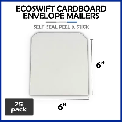 25 - 6x6  EcoSwift  Brand Self Seal Cardboard CD/DVD Envelope Mailers 6  X 6  • $7.98
