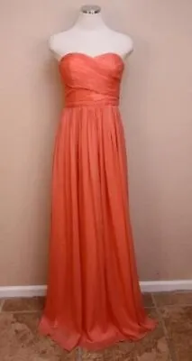 JCrew Silk Chiffon Arabelle Gown $350 Bright Coral 0 Orange Bridesmaid Party • $139