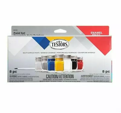 TESTORS Model GLOSS Enamel Paint Set 6 Colors Thinner Brush HOBBY 8pc 9115x 9115 • $25.95