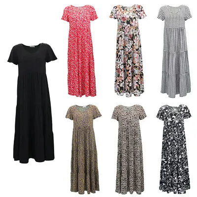 $39 • Buy FIL Women's Short Sleeve Maxi Long Summer Dress Floral Beach Party Long Sundress