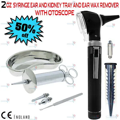 Ear Wax Remover EAR SYRINGE 2 Oz Otoscope Kidney Tray MEDICAL GRADE Tools • £2.99