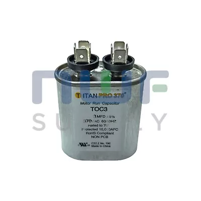 Titan Pro 370 Oval Motor Run Capacitor TOC3 370VAC 3 MFD Pro Grade Run  • $10