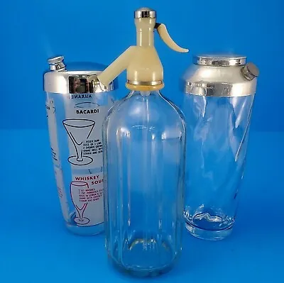 Vintage 1950/60s Barware Federal Cocktail Mixer/Shaker Schweppes Seltzer Bottle • $68