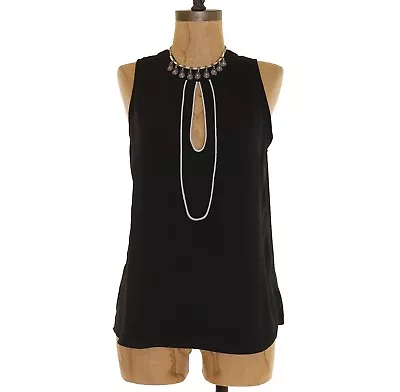 MM Couture Tank Top Size S Keyhole High Neck Blouse Lightweight Black EUC B81 • $14.59