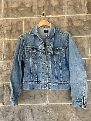 Vintage Lee 101 J Sanforized Denim Jacket 38 Regular Vtg Distressed Grunge Wes • $120