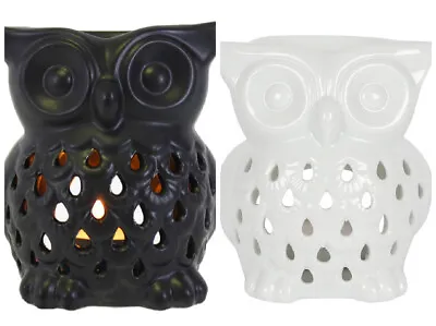 £10.99 • Buy Owl Oil Burner Black Or White Tea Light Holder Granules Wax Melts Tarts Oil 12cm
